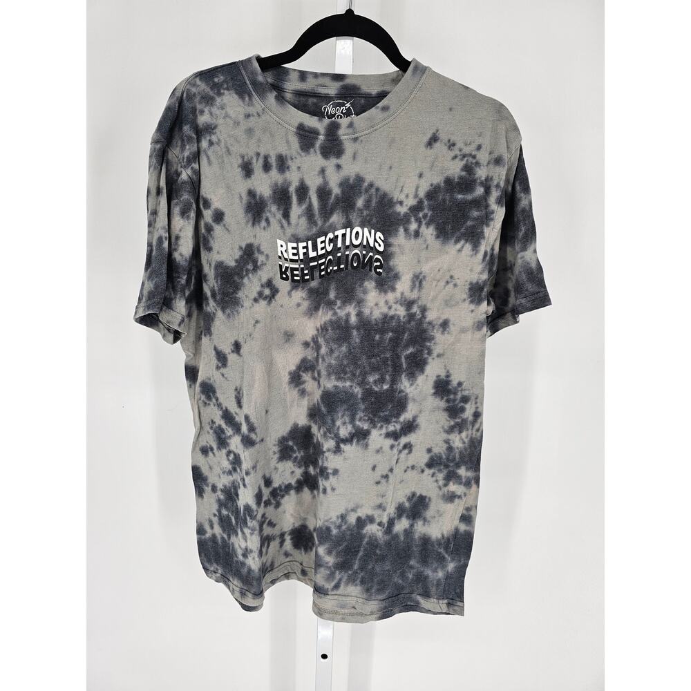 Neon Riot Mens Sz L Short Sleeve Tie Dye T Shirt Reflections Gray